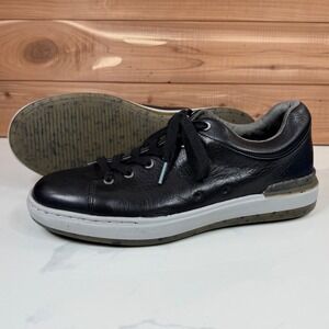 Earth Elements Mens Black Leather Lace Up Low Top Sneakers Casual Shoes size 9